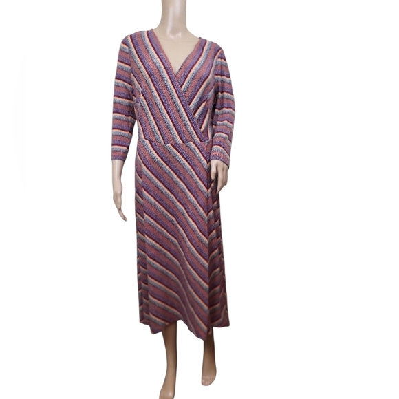 Lane Bryant 3/4-Sleeve Surplice Rib Midi Dress - Picture 1 of 4